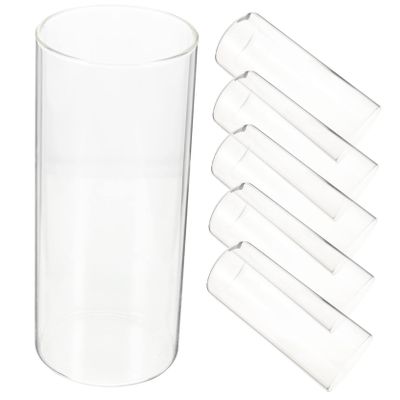 Amosfun 6 Pack Glass Cylinder Vase Candle Holders Centerpiece Decor for Wedding Office Balcony Living Room Natural Beauty