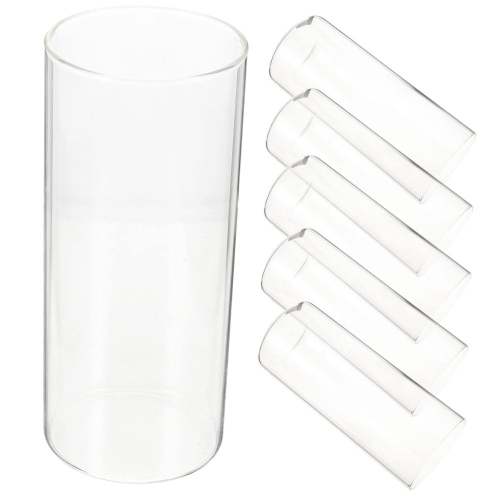 Amosfun 6 Pack Glass Cylinder Vase Candle Holders Centerpiece Decor for Wedding Office Balcony Living Room Natural Beauty