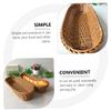 2pcs Bread Basket Proofing Baskets Produce Bins Sugar Bowl Woven Basket Fast Food Basket Wicker Bread Tray Basket with Lid Silverware Tray Stand Table Bowls Plastic Brown re-usable view 2