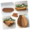 2pcs Bread Basket Proofing Baskets Produce Bins Sugar Bowl Woven Basket Fast Food Basket Wicker Bread Tray Basket with Lid Silverware Tray Stand Table Bowls Plastic Brown re-usable view 3