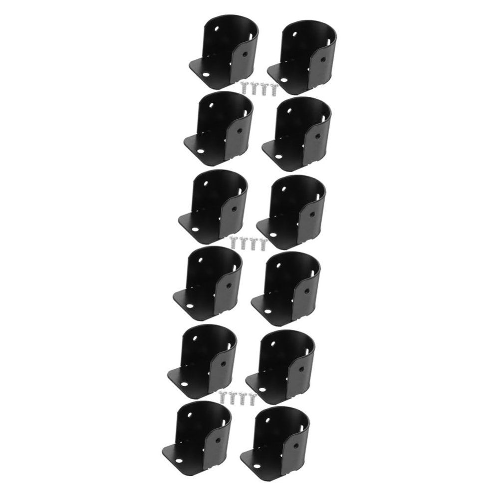 PRETYZOOM 12pcs No Drill Bathroom Curtain Rod Mounting Brackets Solid Iron Flange Socket for Closet Rod Support