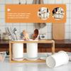 BIUDECO Utensil Organizer with Draining Design Multi-functional Bamboo and Ceramic Cutlery Holder for Kitchen Countertop Easy to Clean Keeps Chopsticks Dry Elegant Style view 3