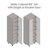 WallKitchens 18" x 84" Utility Cabinet-Double Door-with Natural Teak Door view 3