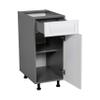 21" Base Cabinet Single Door Single Drawer with Shaker White Matte door view 2