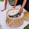 PICNIC TIME Sequoia Picnic Basket with Cooler Compartment, Woven Picnic Basket with Removeable Cooler Bag, Vintage Wicker Picnic Basket, (Beige) view 4