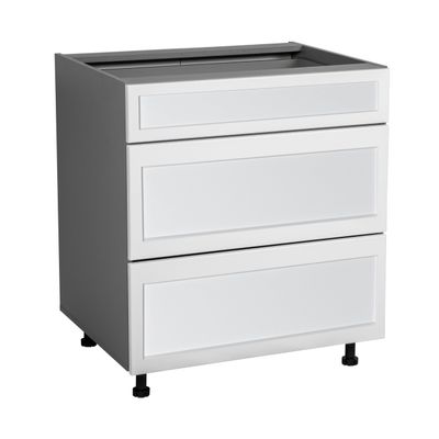 21" Base Cabinet-Double Door-Three Drawer-with Shaker White Matte door