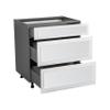 21" Base Cabinet-Double Door-Three Drawer-with Shaker White Matte door view 2
