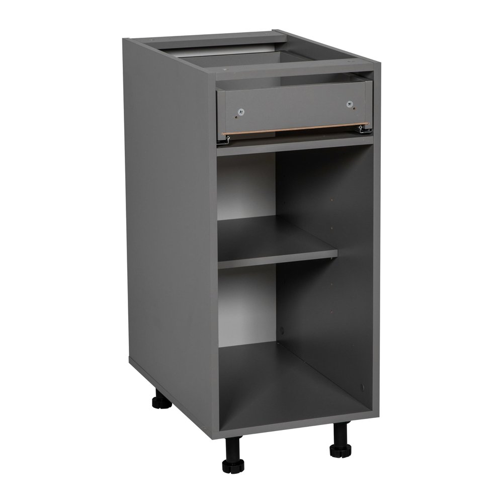 WallKitchens 15" Base Cabinet Single Door Single Drawer Grey