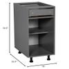 WallKitchens 15" Base Cabinet Single Door Single Drawer Grey view 2