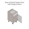 WallKitchens 15" Base Cabinet Single Door Single Drawer Grey view 4