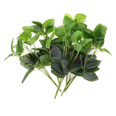 WOFASHPURET 6pcs Green Leaf Artificial Plant for Home Decor Realistic Faux Plants for Tabletop Office and Room Adornment Easy Maintenance Non-wilting Design