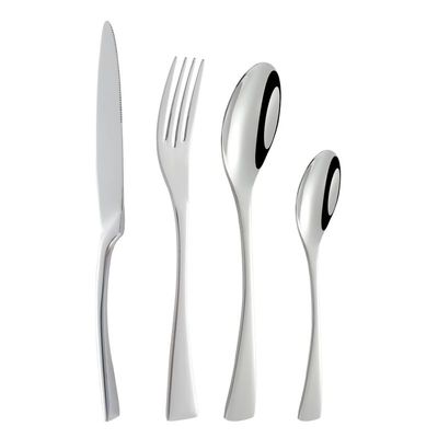 WHIERGGIN Silverware Set, 4/16/24/32 Pieces Stainless Steel Tableware Set Knife, Fork And Spoon Home Hotel Steak Knife And Fork Dessert Spoon Gift Tableware (Color : Silver, Size : 1Set-4Pcs)