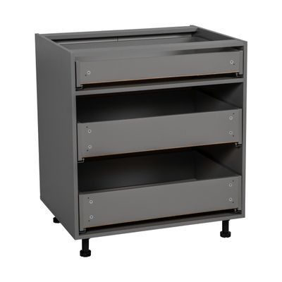 WallKitchens 30" Base Cabinet-Double Door-Three Drawer-Grey