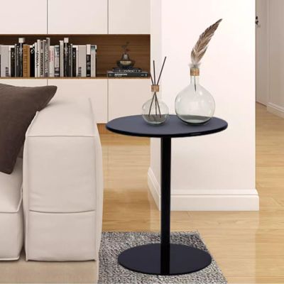 Antourlamm Round Side Table Black Round Coffee Table Snack Table Tea Table Small End Table for Living Room, Bedroom, Kitchen, Pub, Small Space, Counter Height Dining Table (Size : 40x50cm)