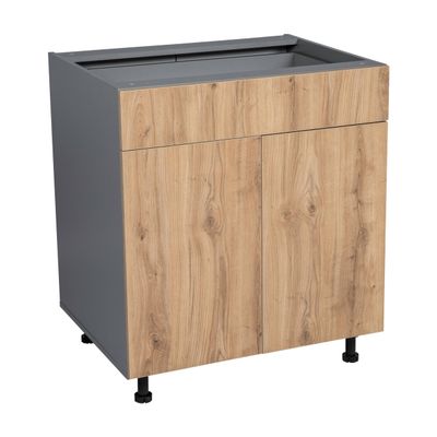 WallKitchens 33" Base Cabinet Double Door Single Drawer with Black Door