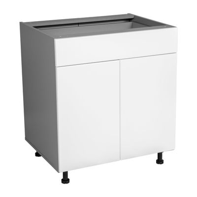 WallKitchens 30" Base Cabinet Double Door Single Drawer with White Gloss Door