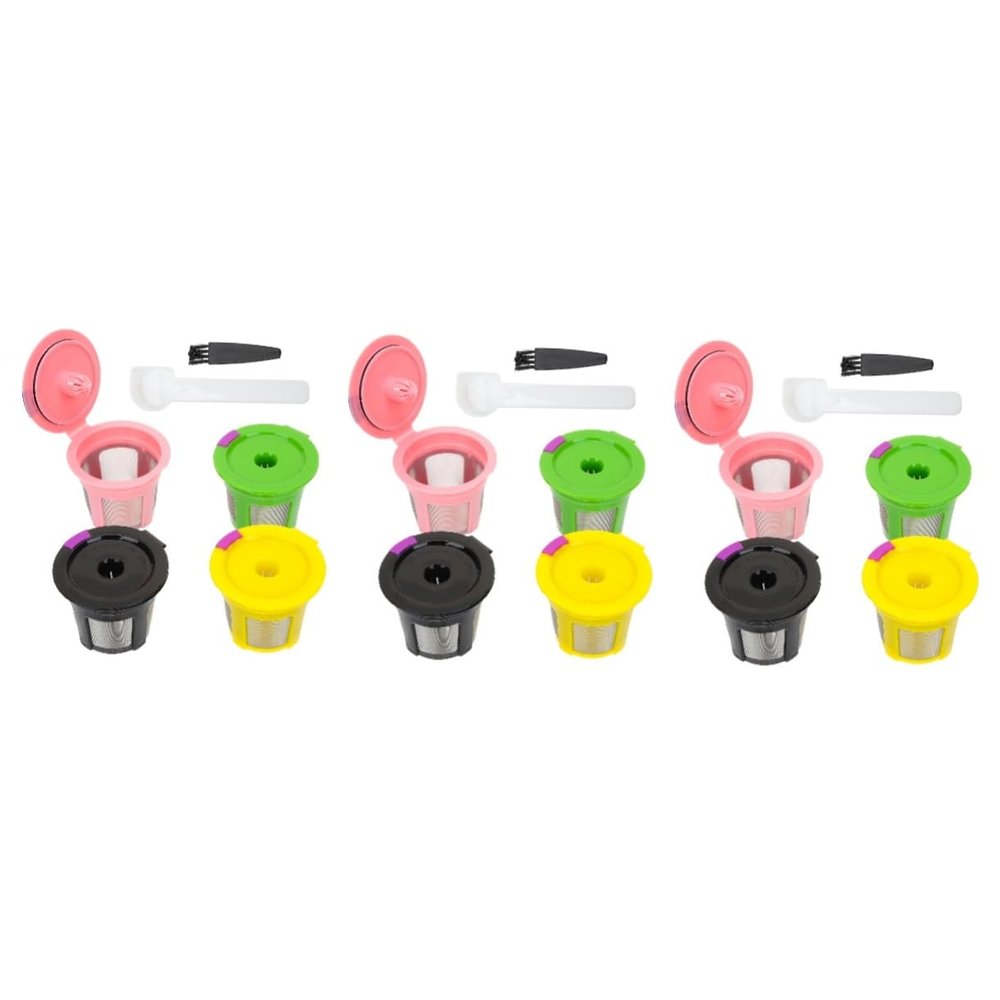 HomeLoft Basics 12pcs Coffee Filters Reusable Espresso Filter Basket Capsule Cup Espresso Maker Refillable Tea Strainer Lid Maker Coffee