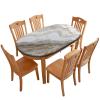 AngelSept Fitted Oval Elastic Edge Tablecloth, Grey Curly Marble Polyester Table Cloth, for Indoor Holiday Family Banquet and Outdoor Patio Use, Fits for 36" x 60" Oval Table view 1