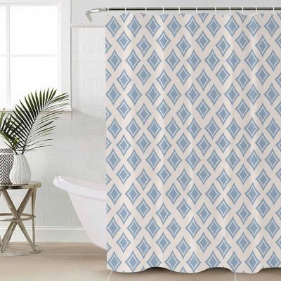 ZOE STORE Shower Curtains for Bathroom Accessories, Abstract Blue Polyester Fabric Bathtub Curtain with 12 Hooks, Modern Contemporary Art Vintage Waterproof Shower Curtains 48 x 72 Inches