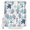 ZOE STORE Shower Curtains for Bathroom Accessories, Teal Blue Coastal Polyester Fabric Bathtub Curtain with 12 Hooks, Sea Turtle Nautical Coral Summer Beach Waterproof Shower Curtains 60 x 72 Inches view 2