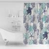 ZOE STORE Shower Curtains for Bathroom Accessories, Teal Blue Coastal Polyester Fabric Bathtub Curtain with 12 Hooks, Sea Turtle Nautical Coral Summer Beach Waterproof Shower Curtains 60 x 72 Inches view 3