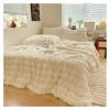 QuKan Bed, Luxury Faux Fur Velvet Fleece Blanket Winter Blanket Throw Double Layer Warm Cashmere Coral Faux Rabbit Fur Bed Sheet view 3
