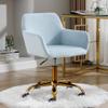 Homedraft Faux Fur 360Swivel Desk Chair, Modern Height Adjustable Home Office Armchair with Golden Base for Teens Women Girls, Upholstery Computer Chair, Velvet & Light Blue view 2