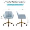 Homedraft Faux Fur 360Swivel Desk Chair, Modern Height Adjustable Home Office Armchair with Golden Base for Teens Women Girls, Upholstery Computer Chair, Velvet & Light Blue view 3