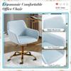 Homedraft Faux Fur 360Swivel Desk Chair, Modern Height Adjustable Home Office Armchair with Golden Base for Teens Women Girls, Upholstery Computer Chair, Velvet & Light Blue view 4