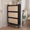 AVZEAR Shoe Cabinet, Shoe Cabinet Freestanding Tipping Bucket Shoe Rack Organizer with 3 Flip Drawers, Modern Entryway Narrow Shoe Rack for Entryway, Hallway, Bedroom (Black) view 3