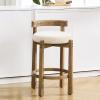 HEAH-YO Mid Century Modern Bar Stool, 26.5" Counter Stool with Back, Linen Upholstered Barstool with Solid Wood Legs Bar Chair for Kitchen Island Dining Room, 1 PC, Beige view 1