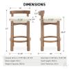 HEAH-YO Mid Century Modern Bar Stool, 26.5" Counter Stool with Back, Linen Upholstered Barstool with Solid Wood Legs Bar Chair for Kitchen Island Dining Room, 1 PC, Beige view 2