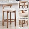 HEAH-YO Mid Century Modern Bar Stool, 26.5" Counter Stool with Back, Linen Upholstered Barstool with Solid Wood Legs Bar Chair for Kitchen Island Dining Room, 1 PC, Beige view 3