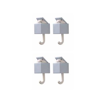 SEIWEI 4Pcs Creative Adhesive Coat Cat Hook, Cute Cat Key Holder for Wall, Plastic Home Storage Utility Wall Decorations Hanger Pet Hooks for Hanging Hat Key Towel Scarf Bags, Punch Free - Grey Blue