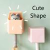 SEIWEI 4Pcs Creative Adhesive Coat Cat Hook, Cute Cat Key Holder for Wall, Plastic Home Storage Utility Wall Decorations Hanger Pet Hooks for Hanging Hat Key Towel Scarf Bags, Punch Free - Grey Blue view 2