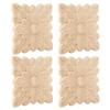 Gsycle Wood Appliques, 4PCS Furniture Appliques Carved Furniture Onlays Corner Door Decorations Wood Appliques for Furniture Home view 1