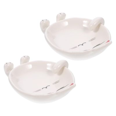 HOLIDYOYO 2pcs Cartoon Ceramic Spoon Rest Lid Holder Reusable Kitchen Utensil Holder Smooth Surface Space-saving Design for Cooking Housewarming Fun Kitchen Decor