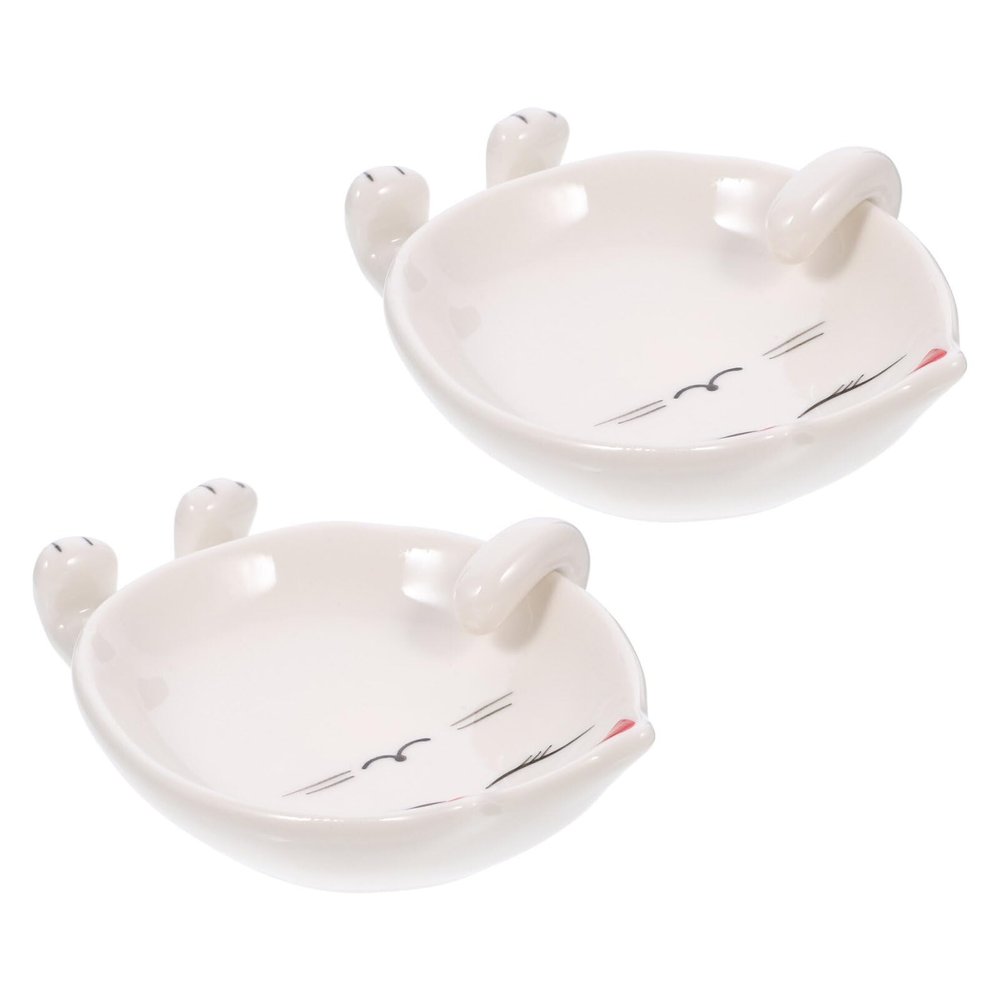 HOLIDYOYO 2pcs Cartoon Ceramic Spoon Rest Lid Holder Reusable Kitchen Utensil Holder Smooth Surface Space-saving Design for Cooking Housewarming Fun Kitchen Decor
