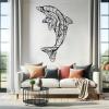3D Metal Dolphin Wall Decor, Metal Dolphin Wall Art, Coastal Metal Wall Art, Boho Wall Decor, Dolphin Metal Sign, Dolphin Theme Beach Wall Art, Sea Animal Home Decor, Housewarming Gift (15"x24"|39x60cm, Gold) view 3