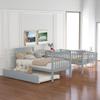 Acosure Twin-Over-Twin Bunk Bed with Trundle,Guardrail and 4 Storage Shelves,Wood Bunk-Bed W/Planked Panel Headboards & Footboards,Bedroom Furniture for Children,Teens,Adults,Gray view 3