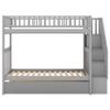 Acosure Twin-Over-Twin Bunk Bed with Trundle,Guardrail and 4 Storage Shelves,Wood Bunk-Bed W/Planked Panel Headboards & Footboards,Bedroom Furniture for Children,Teens,Adults,Gray view 4
