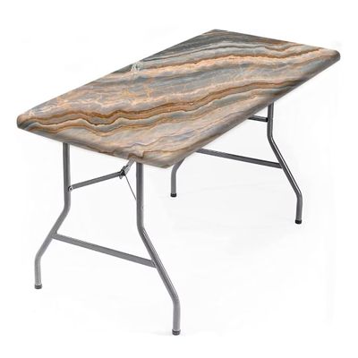 AngelSept Polyester Rectangle Fitted Elastic Edge Table Cloths, 4 ft-(24" x 48"), Marble Agate Wipe Clean Table Cloth, for Kitchen Dining Tabletop Decoration