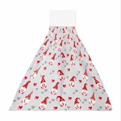 Kewadony 1 Pack Hanging Kitchen Hand Towels, Valentine's Day Hand Tie Towels with Hanging Loop, Red Gnomes Love Heart Grey Soft Absorbent Towels Set for Bathroom and Kitchen