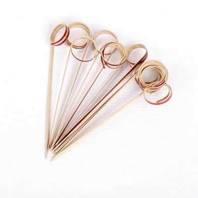 100 PCS Bamboo Cocktail Picks with Looped Ring,Fancy Toothpicks for Appetizers,Bamboo Skewers Fruit Sticks Food Sticks Party Supplies,4.7 Inch(red)