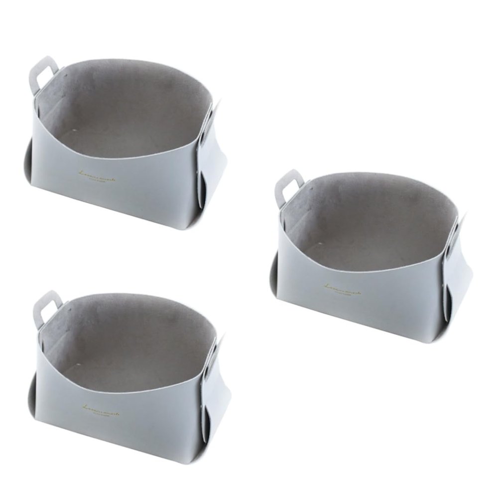 Holibanna 3pcs Box Leather Snack Basket Desktop Storage Organizer Cute Snack Box for Shelves Portable Sundries Container Grey