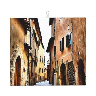 YQxwJL Italy Tuscan print Dish Mat 18 x16in,Dish Drying Mat for Kitchen Counter,Super absorbent,for Kitchen Counter