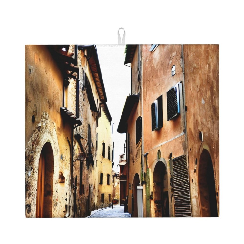 YQxwJL Italy Tuscan print Dish Mat 18 x16in,Dish Drying Mat for Kitchen Counter,Super absorbent,for Kitchen Counter