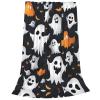 MDATT Cute White Ghost Halloween Pattern Print Fleece Throw Blanket 60" x 80" Plush Flannel Blankets for Sofa Couch Bed view 2