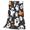 MDATT Cute White Ghost Halloween Pattern Print Fleece Throw Blanket 60" x 80" Plush Flannel Blankets for Sofa Couch Bed view 3