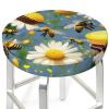berbo Flying Bees Daisy Honey Round Stool Covers - Bar Chair Cushion Seat Covers, Elastic & Stretchable, Washable & Waterproof,Versatile Slipcovers view 2